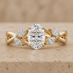 3 CT Oval Lab-Grown Diamond Nature-Inspired Engagement Ring
