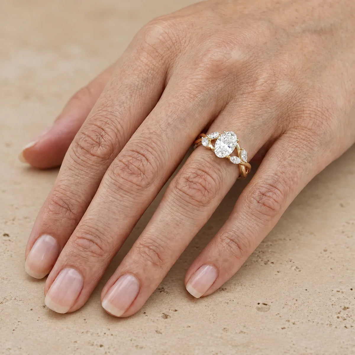3 CT Oval Lab-Grown Diamond Nature-Inspired Engagement Ring