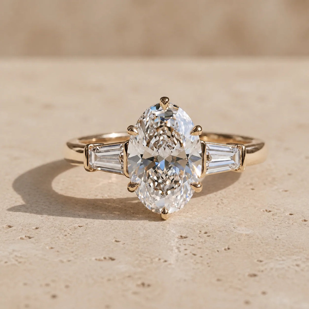 3 CT Oval Lab-Grown Diamond Three-Stone Engagement Ring