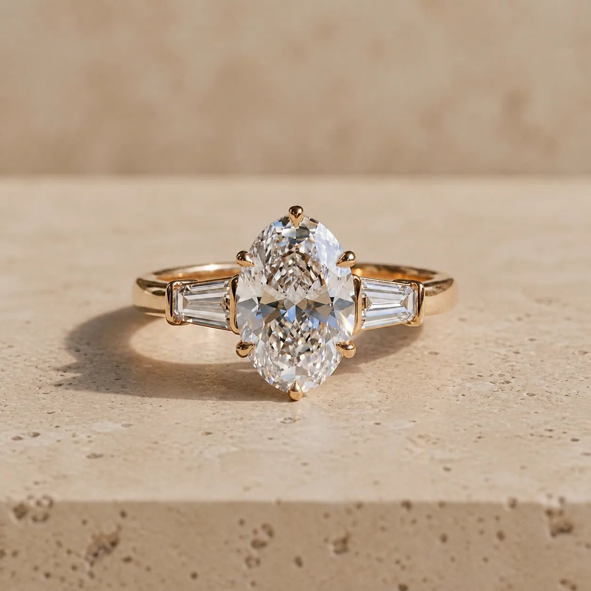3 CT Oval Lab-Grown Diamond Three-Stone Engagement Ring