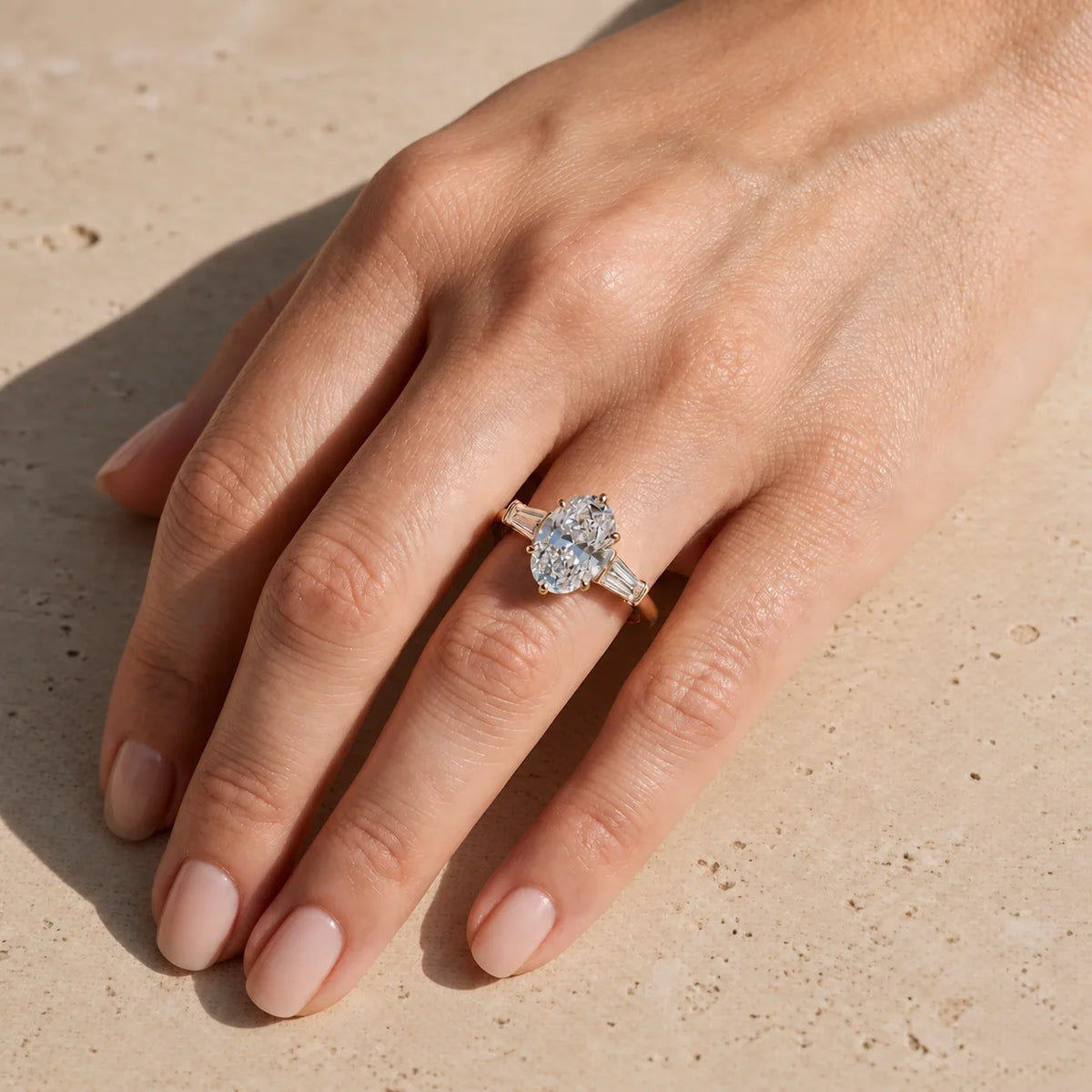 3 CT Oval Lab-Grown Diamond Three-Stone Engagement Ring