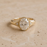 3 CT Oval Lab-Grown Diamond Victorian-Inspired Bezel-Set Milgrain Engagement Ring