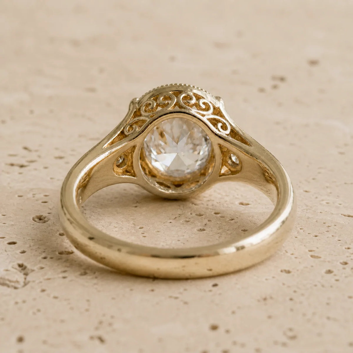 3 CT Oval Lab-Grown Diamond Victorian-Inspired Bezel-Set Milgrain Engagement Ring