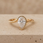 3 CT Pear Lab-Grown Diamond Half-Bezel Engagement Ring