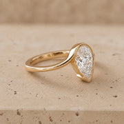 3 CT Pear Lab-Grown Diamond Half-Bezel Engagement Ring