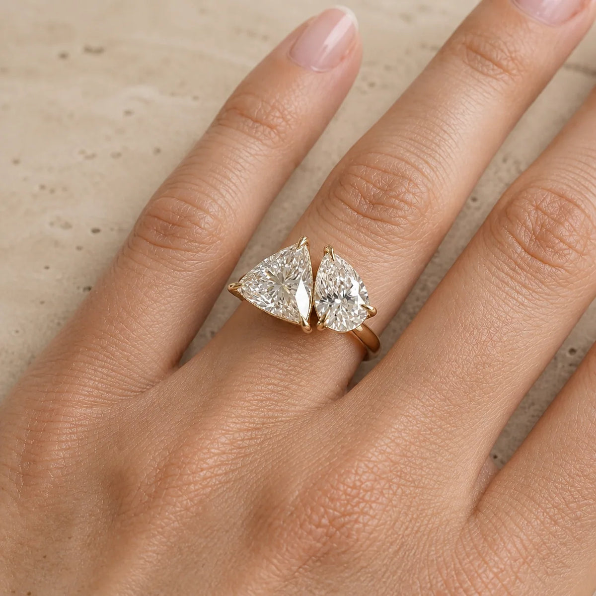 3 CT Trillion Lab-Grown Diamond Toi et Moi Ring