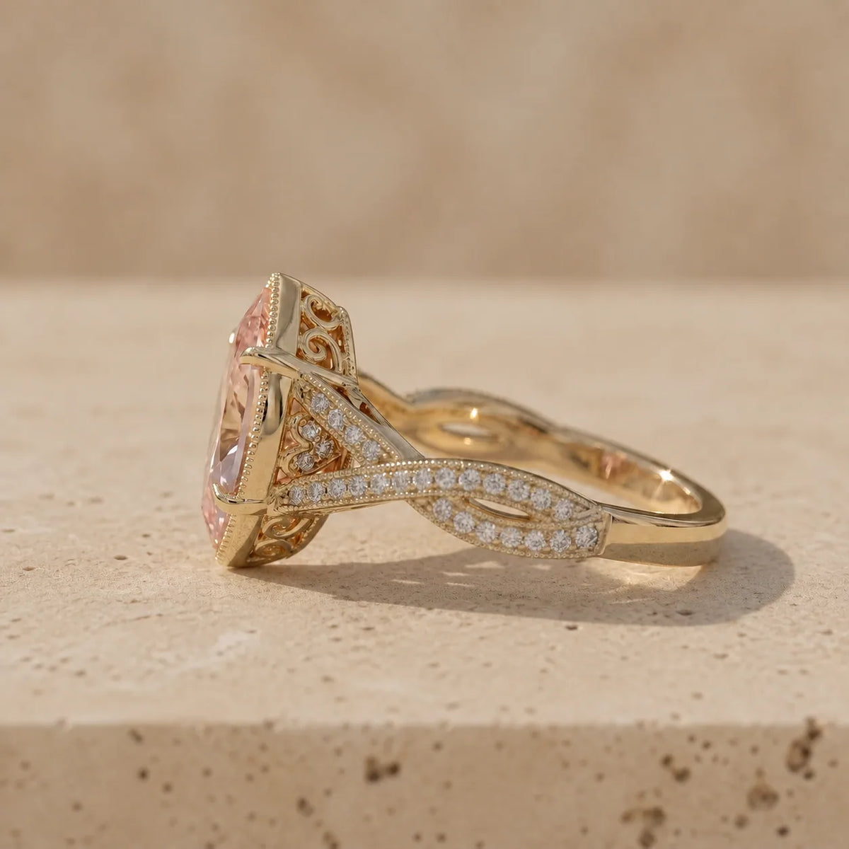 3 CT Fancy Pink Marquise Cut Lab-Grown Diamond Classic Engagement Ring