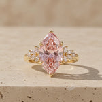 3 CT Fancy Pink Marquise Cut Lab-Grown Diamond Cluster Engagement Ring