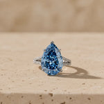 3 CT Fancy Vivid Blue Pear Cut Lab-Grown Diamond Solitaire Engagement Ring