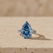 3 CT Fancy Vivid Blue Pear Cut Lab-Grown Diamond Solitaire Engagement Ring