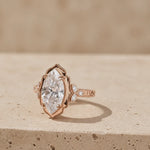 3 CT Marquise Cut Lab-Grown Diamond Hand-Engraved Engagement Ring