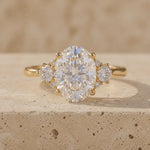 3 CT Oval Cut Lab-Grown Diamond Bezel-Set Three-Stone Engagement Ring