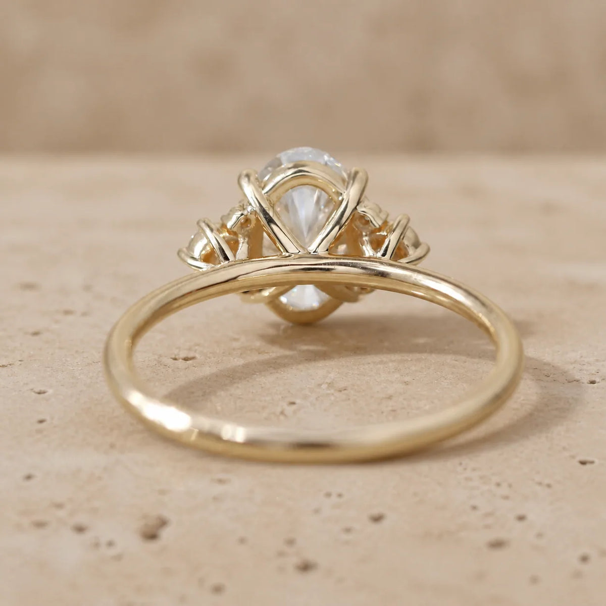 3 CT Oval Cut Lab-Grown Diamond Bezel-Set Three-Stone Engagement Ring