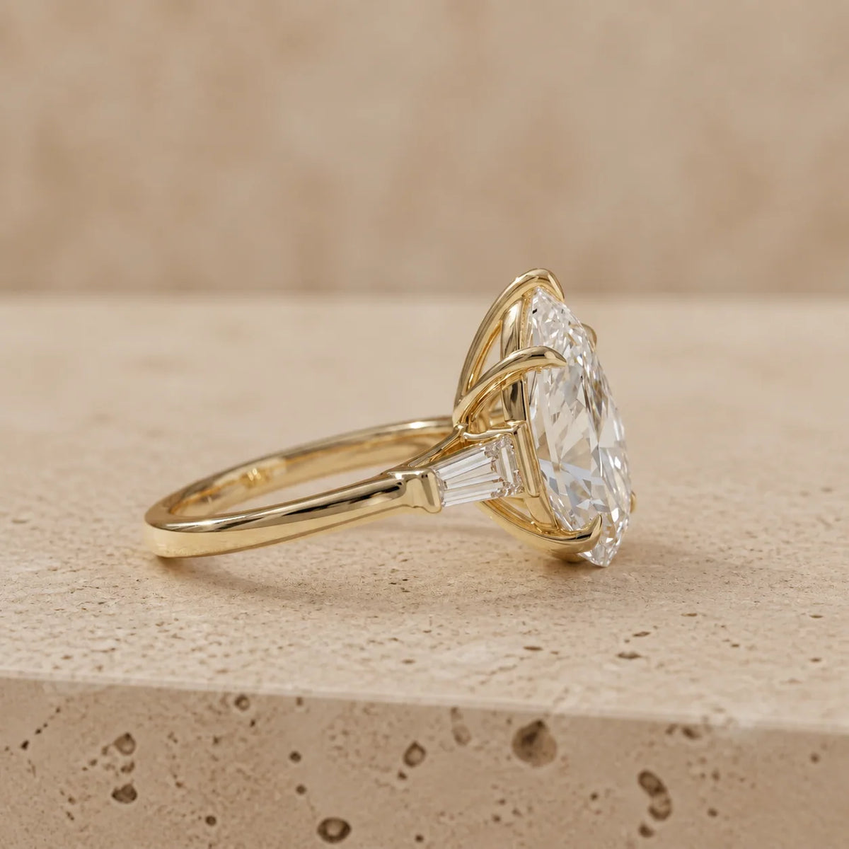 3 CT Pear Cut Lab-Grown Diamond Three-Stone Engagement Ring