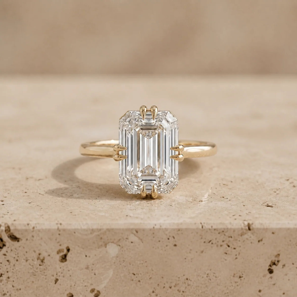 4 CT Emerald Lab-Grown Diamond Double-Prong Engagement Ring