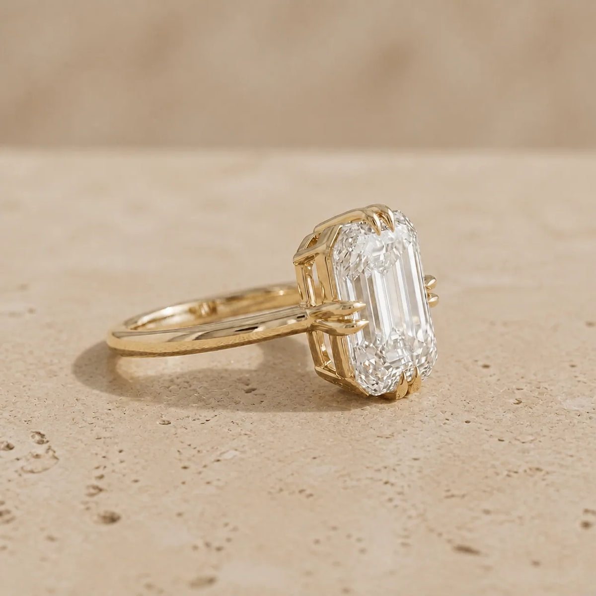 4 CT Emerald Lab-Grown Diamond Double-Prong Engagement Ring