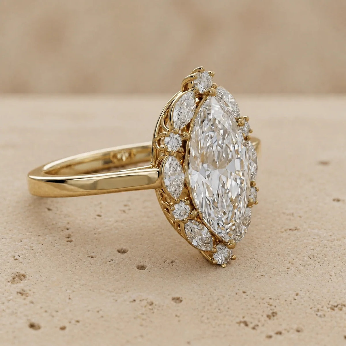 4 CT Marquise Lab-Grown Diamond Art Deco Halo Engagement Ring