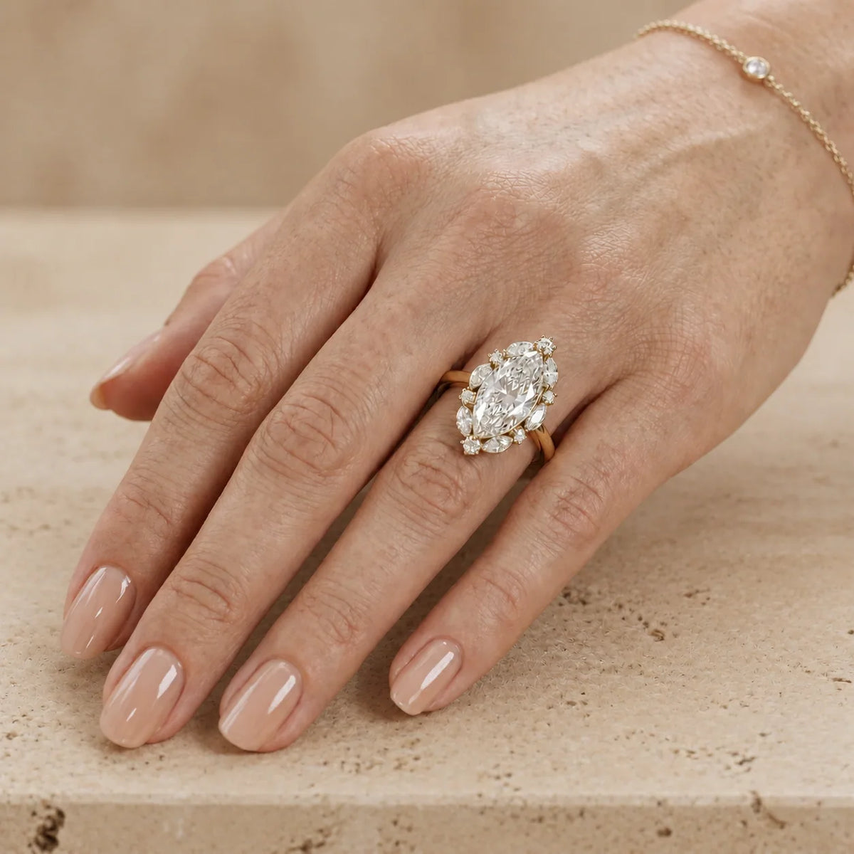 4 CT Marquise Lab-Grown Diamond Art Deco Halo Engagement Ring