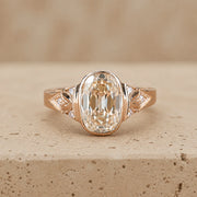 4 CT Old Mine Elongated Cushion Lab-Grown Diamond Art Deco Bezel-Set Nature-Inspired Engagement Ring