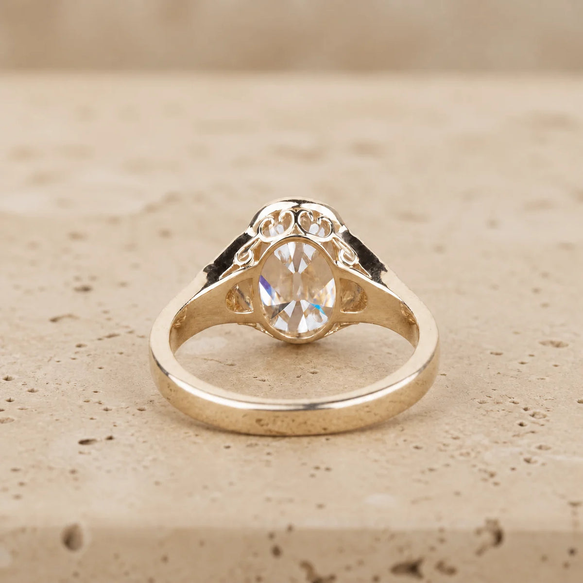 4 CT Old Mine Elongated Cushion Lab-Grown Diamond Art Deco Bezel-Set Nature-Inspired Engagement Ring
