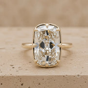 4 CT Old Mine Elongated Cushion Lab-Grown Diamond Bezel-Set Engagement Ring