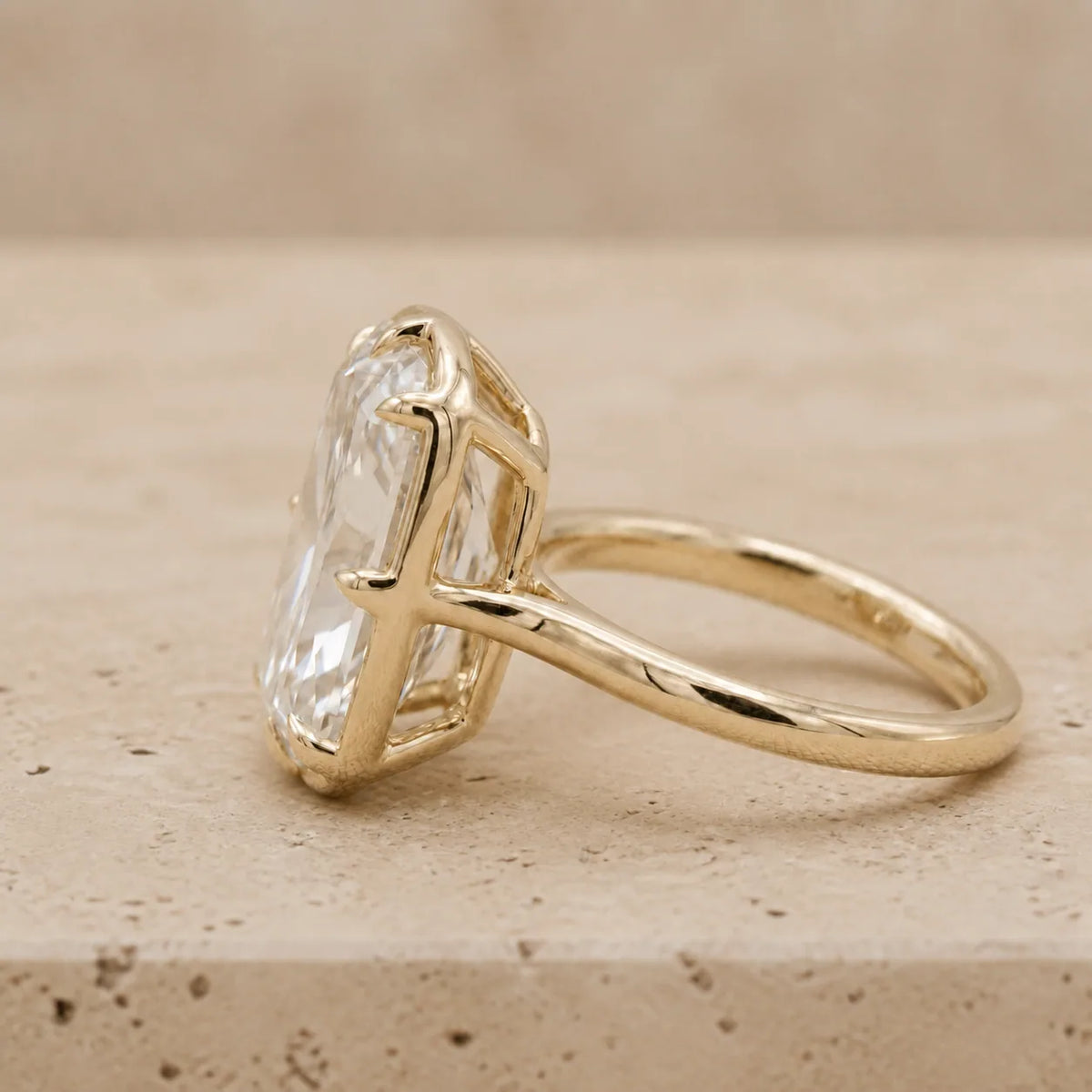 4 CT Old Mine Elongated Cushion Lab-Grown Diamond Bezel-Set Engagement Ring