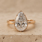 4 CT Pear Lab-Grown Diamond Georgian-Inspired Bezel-Set Cathedral Engagement Ring