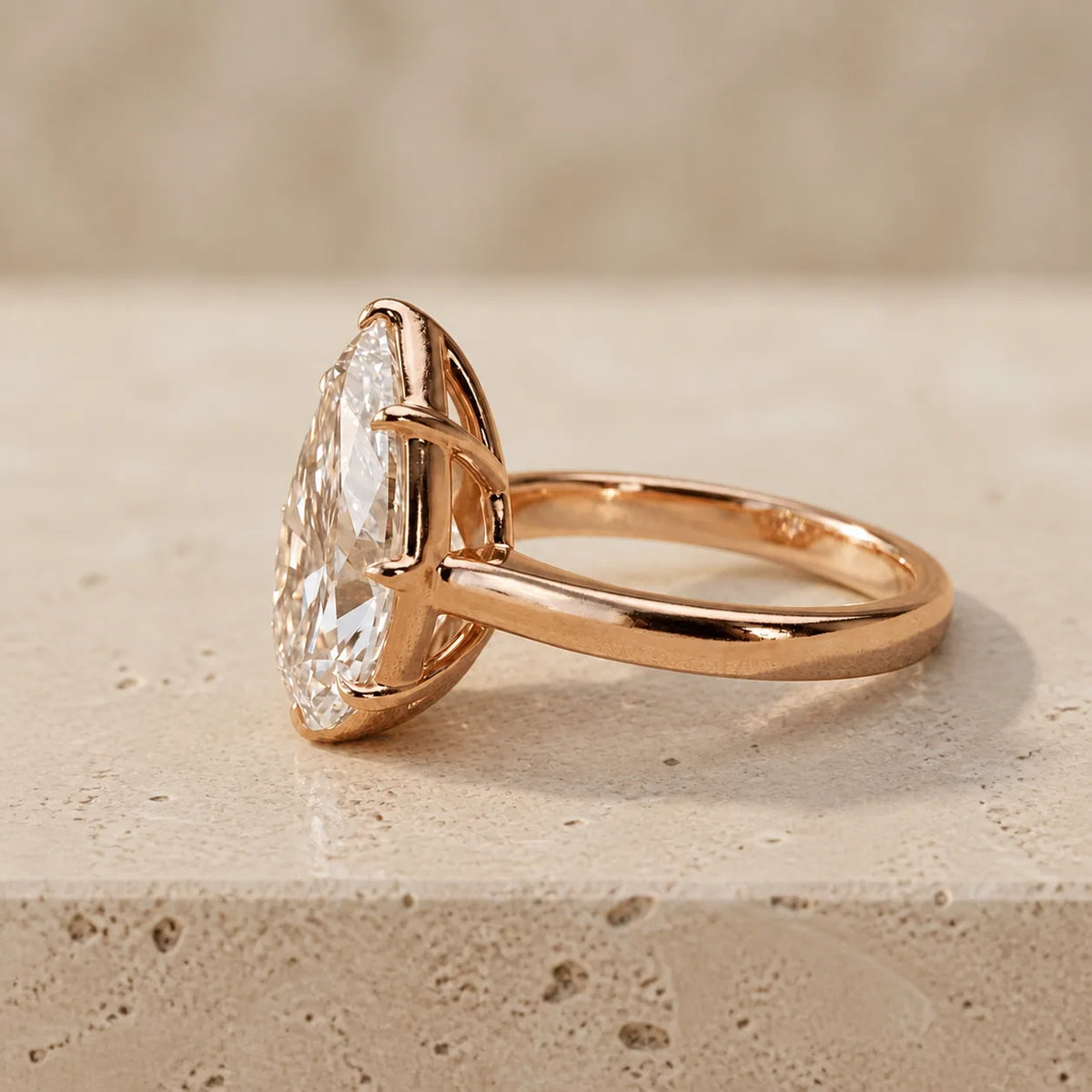 4 CT Pear Lab-Grown Diamond Georgian-Inspired Bezel-Set Cathedral Engagement Ring
