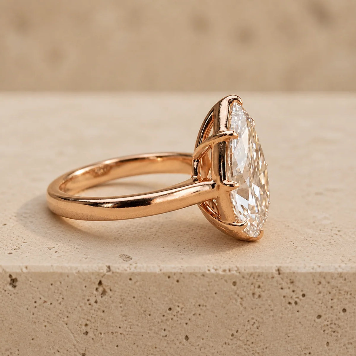 4 CT Pear Lab-Grown Diamond Georgian-Inspired Bezel-Set Cathedral Engagement Ring