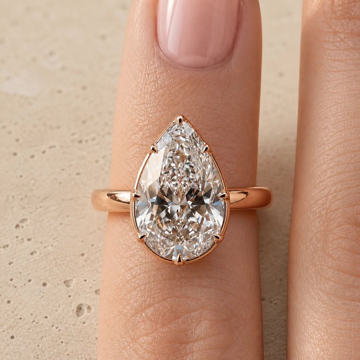 4 CT Pear Lab-Grown Diamond Georgian-Inspired Bezel-Set Cathedral Engagement Ring