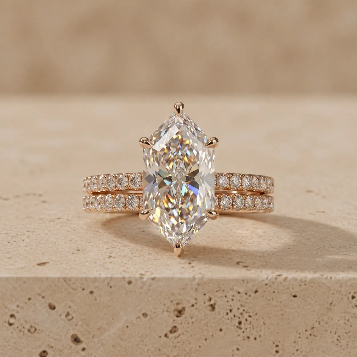 4 CT Dutch Marquise Cut Lab-Grown Diamond Vintage-Inspired Bridal Ring Set