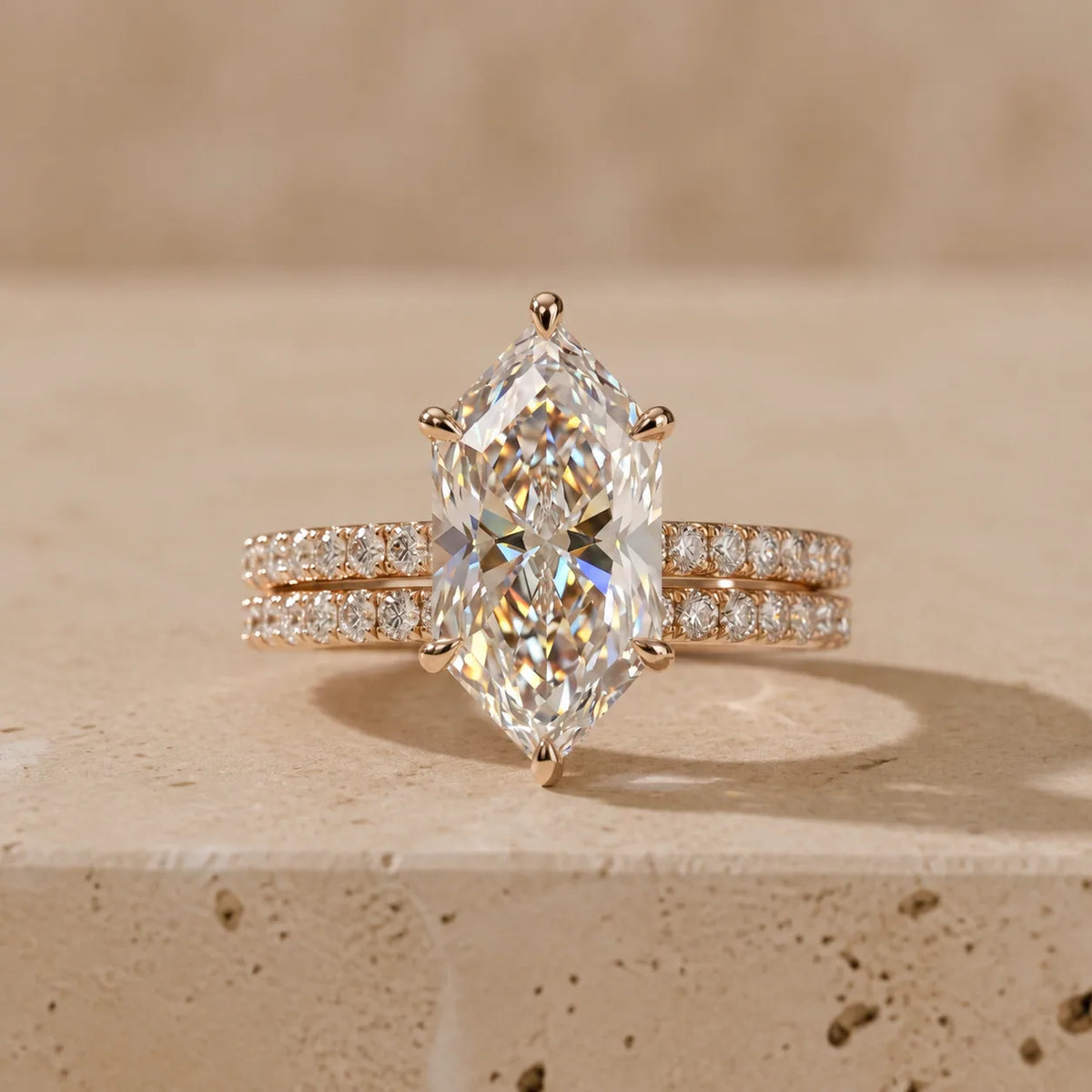 4 CT Dutch Marquise Cut Lab-Grown Diamond Vintage-Inspired Bridal Ring Set