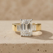 4 CT Emerald Cut Lab-Grown Diamond Baguette Three-Stone Engagement Ring