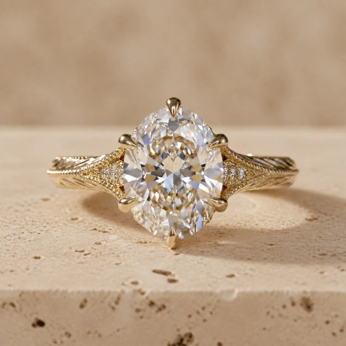 4 CT Oval Cut Lab-Grown Diamond Classic Engagement Ring