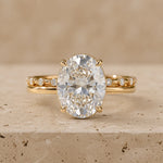 4 CT Oval Cut Lab-Grown Diamond Hidden-Halo Bridal Ring Set