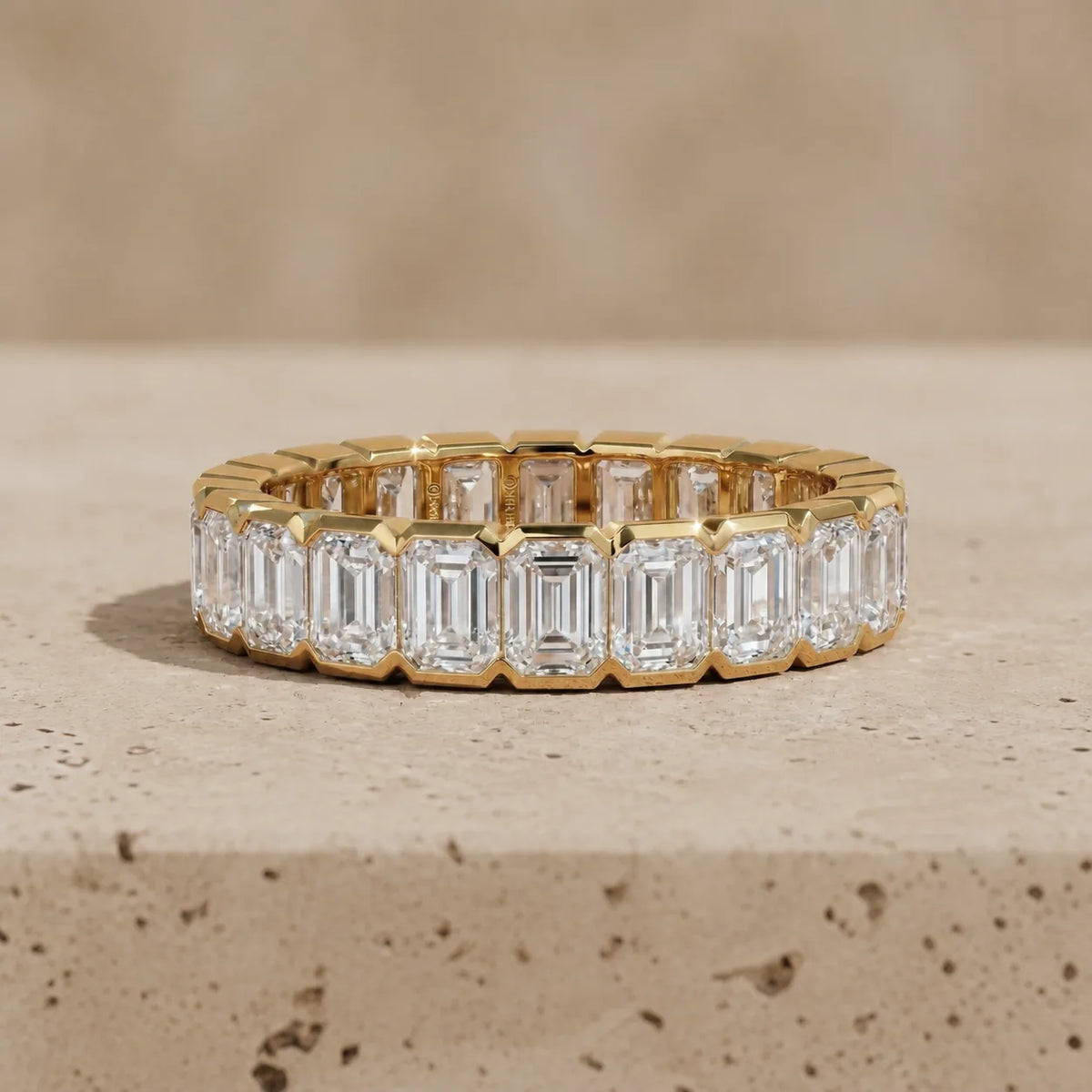 5 CTW Emerald Lab-Grown Diamond Half-Bezel Full Eternity Band
