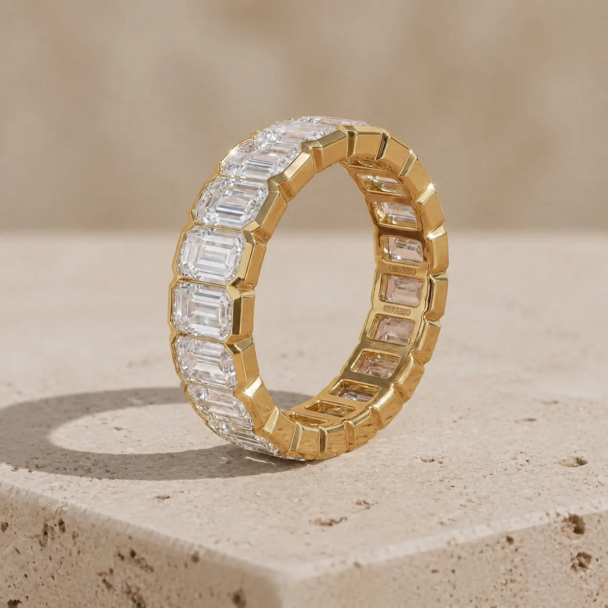 5 CTW Emerald Lab-Grown Diamond Half-Bezel Full Eternity Band