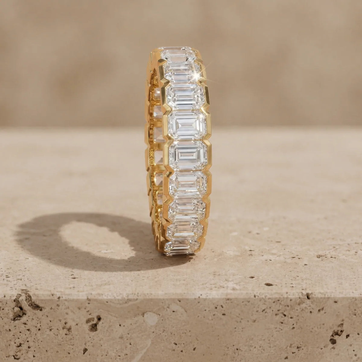5 CTW Emerald Lab-Grown Diamond Half-Bezel Full Eternity Band