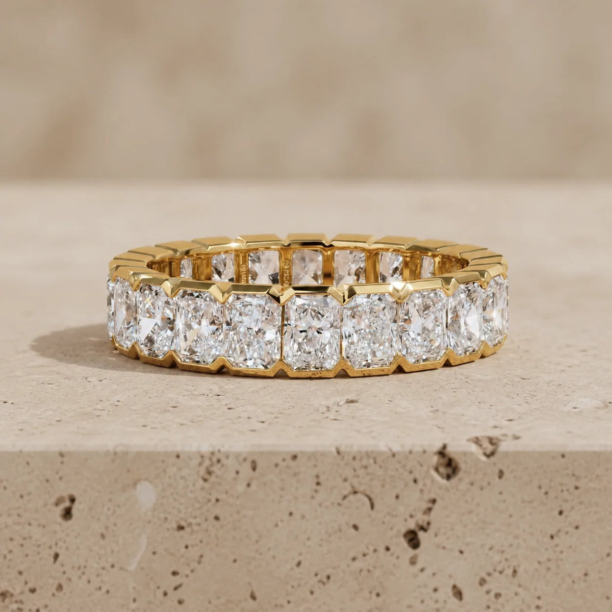 5 CTW Radiant Lab-Grown Diamond Half-Bezel Full Eternity Band