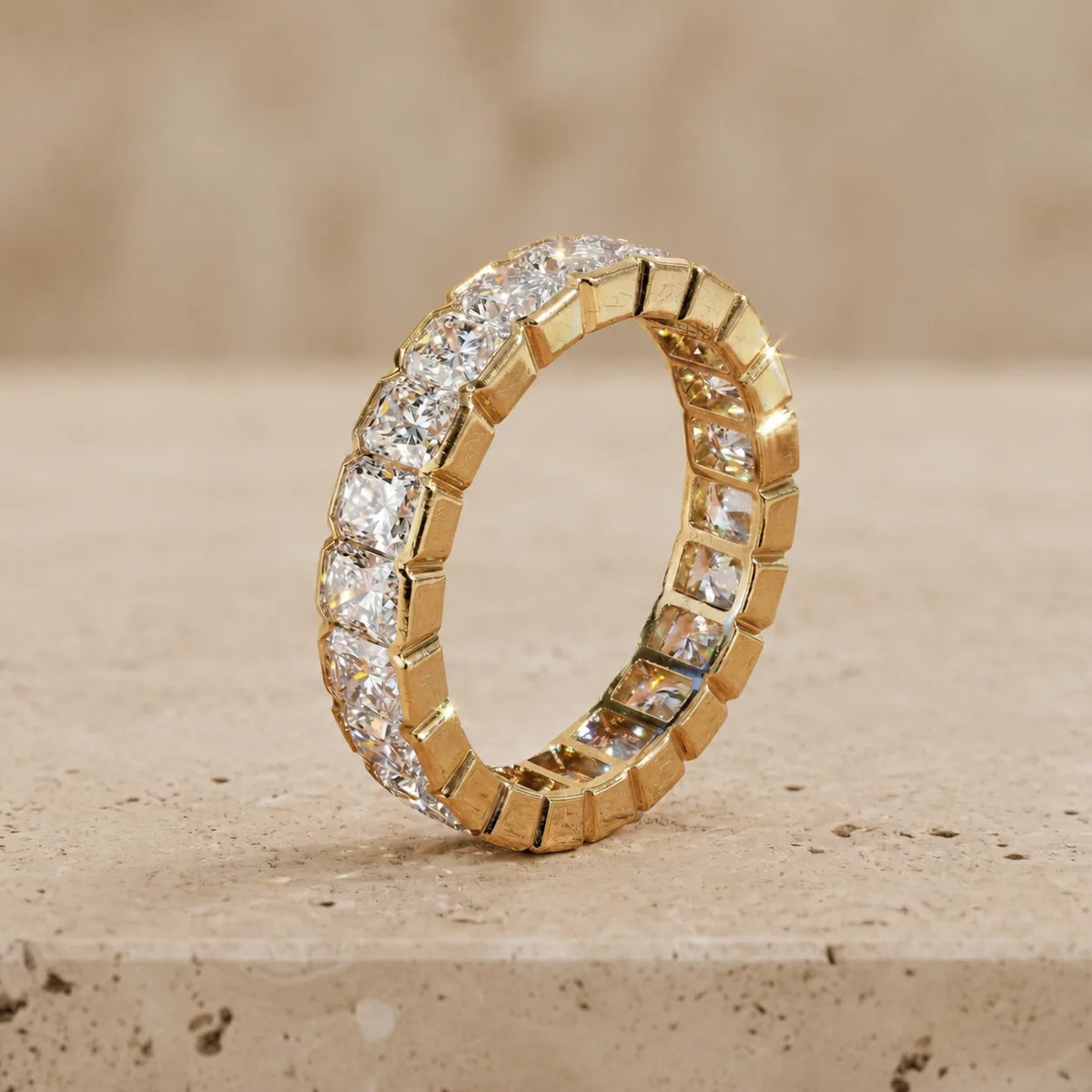 5 CTW Radiant Lab-Grown Diamond Half-Bezel Full Eternity Band