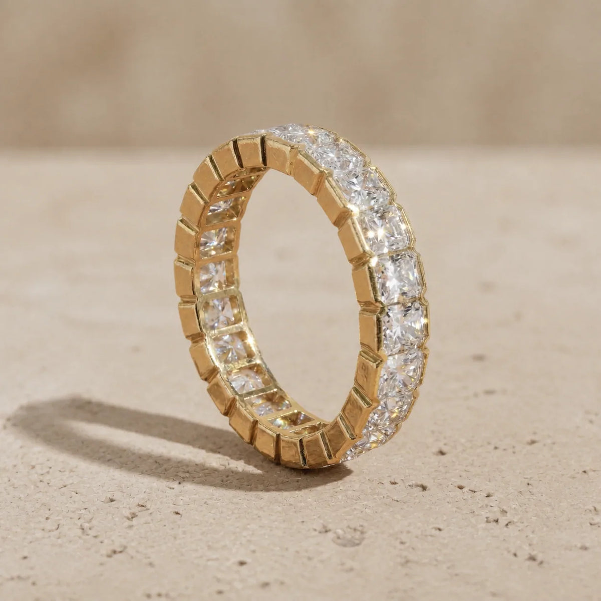 5 CTW Radiant Lab-Grown Diamond Half-Bezel Full Eternity Band