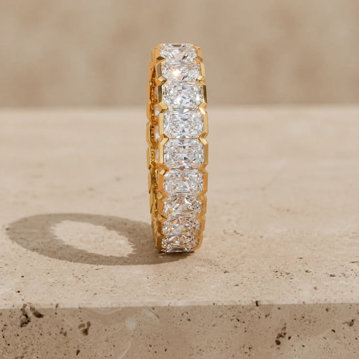 5 CTW Radiant Lab-Grown Diamond Half-Bezel Full Eternity Band
