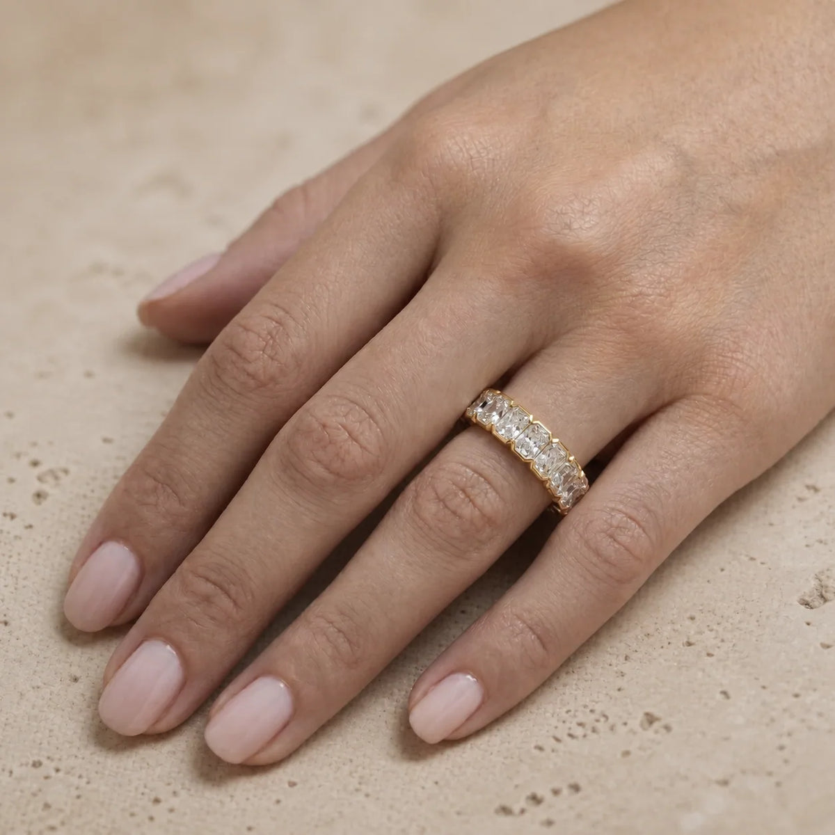 5 CTW Radiant Lab-Grown Diamond Half-Bezel Full Eternity Band
