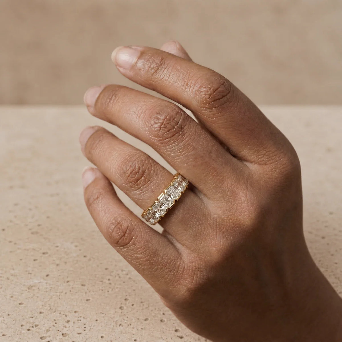 5 CTW Radiant Lab-Grown Diamond Half-Bezel Full Eternity Band