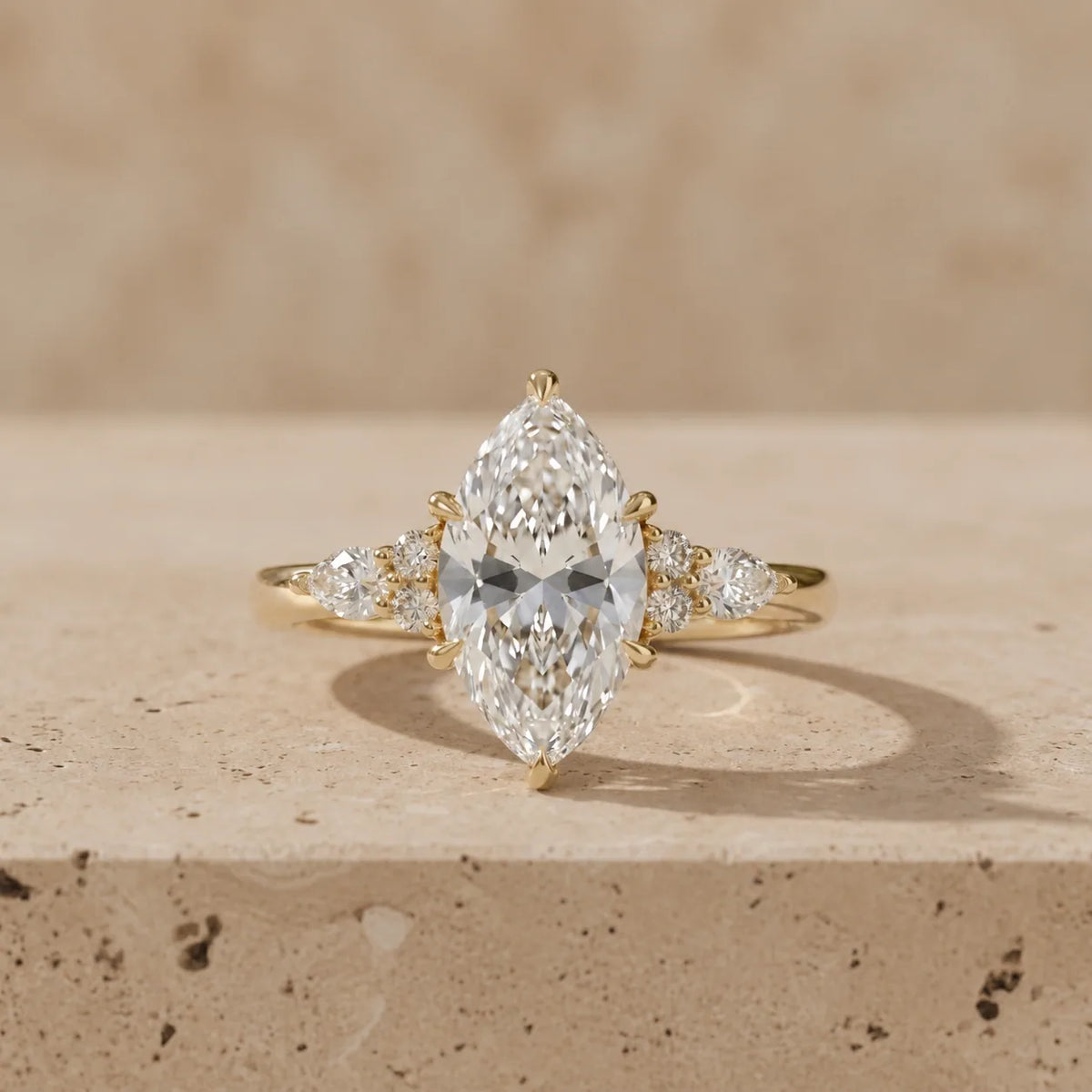 5 CT Marquise Cut Lab-Grown Diamond Cluster Engagement Ring
