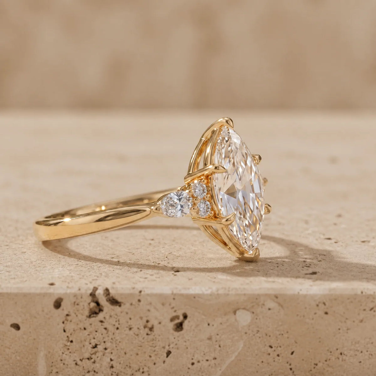 5 CT Marquise Cut Lab-Grown Diamond Cluster Engagement Ring