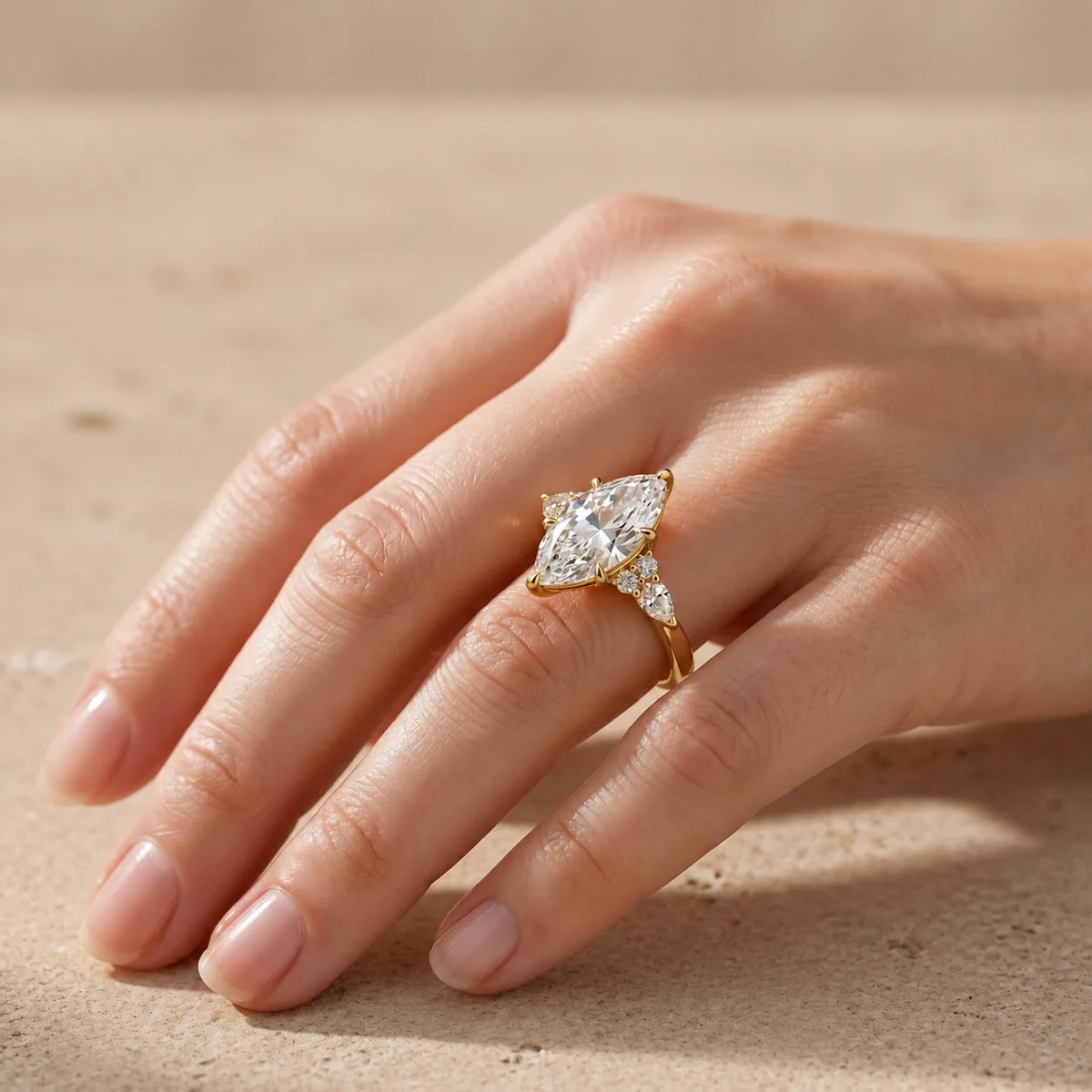 5 CT Marquise Cut Lab-Grown Diamond Cluster Engagement Ring