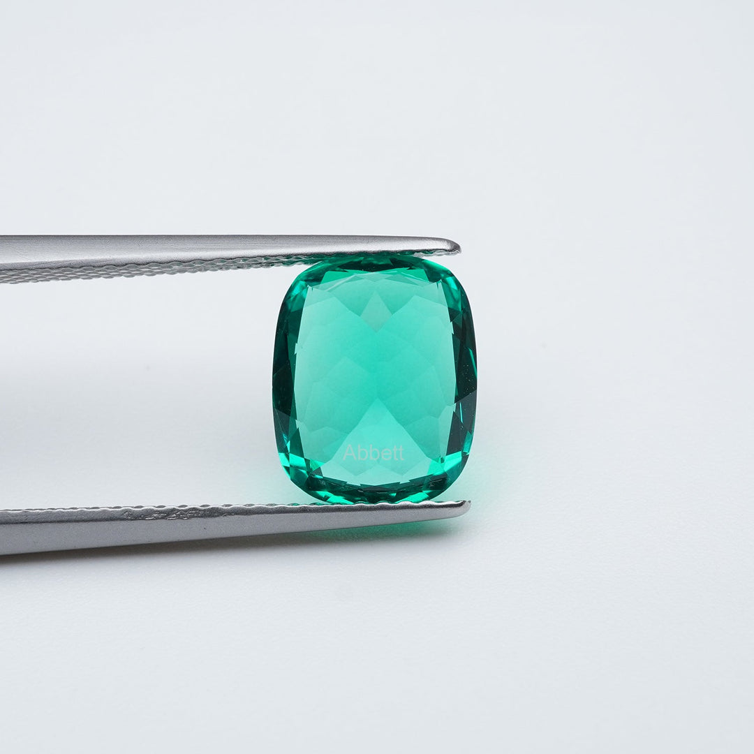 Antique cushion lab grown emerald