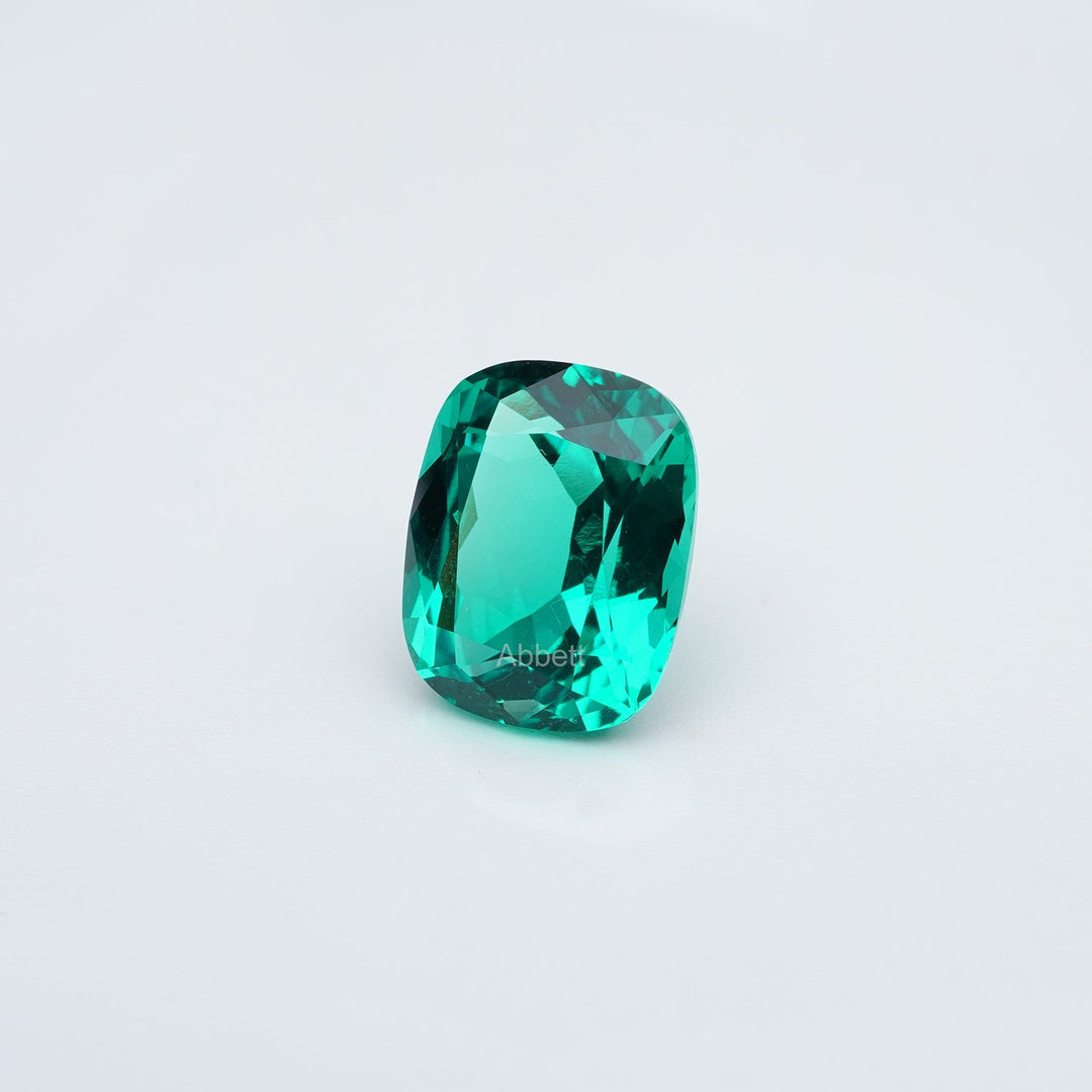 Antique cushion lab grown emerald