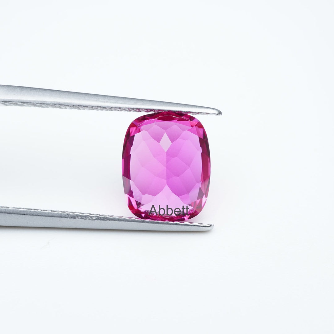 Antique cushion lab grown hot pink sapphire